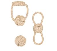 La Cordeline Lote de 3 Juguetes para Perro, Cuerda de algodón, cáñamo Natural, para machacar, Juguete Interactivo para Perros y Cachorros