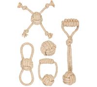 La Cordeline Lote de 5 Juguetes para Perro, Cuerda de algodón, cáñamo Natural, para machacar, Juguete Interactivo para Perros y Cachorros