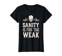 La Cordura del cráneo Malvado es para el Demonio del Infierno Camiseta gráfica económica, Mujer, Negro, S