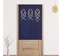 La Cortina De Entrada Japonesa Cortina De Estilo JaponéS Cortina De Media Puerta Impresa Se Puede Usar Como Una ParticióN Para Separar Dos Habitaciones DecoracióN Del Hogar pescado azul 100 x 140 cm