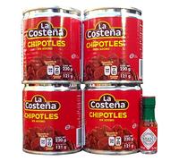 La Costena Chipotle Peppers en salsa de Adobo 199g latas - Paquete de 4