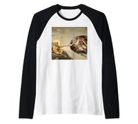 La creación de Gatos - Arte Parodia Inspirado en Miguel Ángel Camiseta Manga Raglan