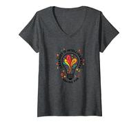 La Creatividad es Inteligencia divertirse Inspiración Camiseta Cuello V, Mujer, Jaspeado Oscuro, XXL
