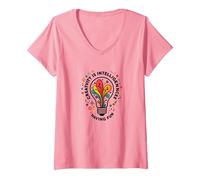 La Creatividad es Inteligencia divertirse Inspiración Camiseta Cuello V, Mujer, Rosado, XL