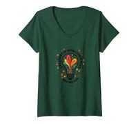 La Creatividad es Inteligencia divertirse Inspiración Camiseta Cuello V, Mujer, Verde Bosque, M