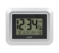 La Crosse Technology 513-1918S-INT - Reloj de Pared Digital atómico con Temperatura Exterior, Color Plateado