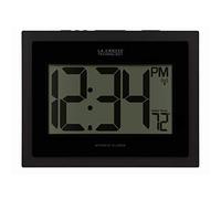 La Crosse Technology 513-54087-INT Reloj de Pared Digital atómico con Temperatura Interior, Color Negro