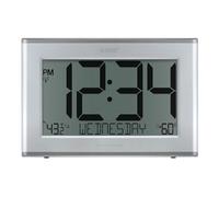 La Crosse Technology 513-63867-INT - Reloj digital atómico delgado extra grande con temperatura y humedad al aire libre