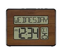 La Crosse Technology Atomic - Reloj Calendario Digital Grande, Nogal, 9.84 Pulgadas de Largo x 1.14 Pulgadas de Ancho x 7.48 Pulgadas de Alto