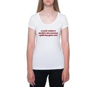 La Cultura del Crush Me Hace Querer Contarle Todo Camiseta De Manga Corta Blanca con Cuello Redondo para Mujer T-Shirt Short Sleeve White Crewneck tee For Women