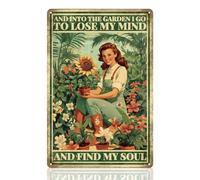 La Dama De Las Flores del Jardín Y Entro Al Jardín para Perder La Cabeza Y Encontrar Mi Alma. Letrero De Metal Letrero De Estaño Vintage Cartel De Hojalata para Sala De Estar Hogar 20X30cm