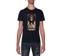 La Dama De Los Gatos Carta del Tarot Mujeres Camiseta De Manga Corta Negra con Cuello Redondo para Hombre T-Shirt Short Sleeve Black Crewneck tee For Men