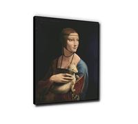 "La dama del armiño" Cuadros Religiosos Listo para Colgar Impresiones en Lienzo Reproducciones Obras de Arte Decoración de Pared 60x84cm Negro Enmarcado