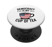 La Democracia Es Mi Taza De Té Amante Patriótico Divertido PopSockets PopGrip Adhesivo