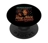 La democracia está muriendo pero NiceFireworks 4 de julio Patriótico PopSockets PopGrip Adhesivo