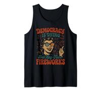 La democracia se está muriendo, pero bonitos fuegos artificiales 4 de julio Groovy Camiseta sin Mangas