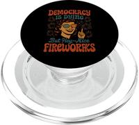 La democracia se está muriendo, pero bonitos fuegos artificiales 4 de julio Groovy PopSockets PopGrip para MagSafe
