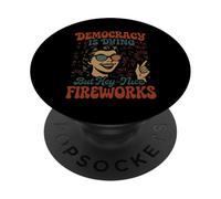 La democracia se está muriendo, pero bonitos fuegos artificiales 4 de julio Groovy PopSockets PopGrip Adhesivo