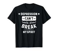 La depresión no Puede Romper mi espíritu Camiseta gráfica económica, Hombre, Negro, XL