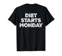 La Dieta Comienza El Lunes Transformación Física Linda Camiseta gráfica económica, Hombre, Negro, S