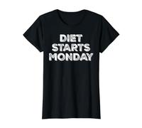La Dieta Comienza El Lunes Transformación Física Linda Camiseta gráfica económica, Mujer, Negro, L