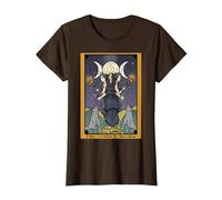 La Diosa Hecate Tarot Card Triple Luna Wiccan Pagan Witch Camiseta, Mujer, Marrón, XS