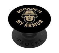 La disciplina es mi armadura. Motivación militar. PopSockets PopGrip Adhesivo