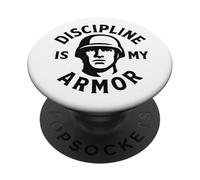 La disciplina es mi armadura. Motivación militar. PopSockets PopGrip Adhesivo