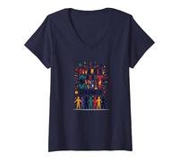 La Diversidad Nos Hace más Fuertes: celebración de Unidad inclusiva Camiseta Cuello V, Mujer, Azul Marino, L