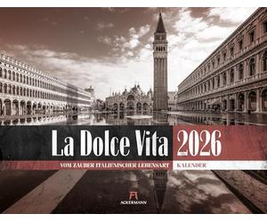 La Dolce Vita Kalender 2026 | Italienische Lebensart | Stimmungsvoller Italien-Kalender im großen Querformat (54x42 cm) | Fotos in Schwarz-Weiß/Sepia