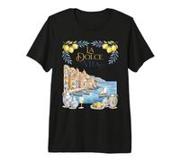 La Dolce Vita Riviera Italiana Costa Amalfitana Acuarela Camiseta Premium