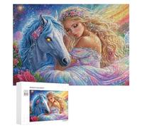 La Doncella encantada y el Caballo Azul Puzzle 300 Piezas para Parejas Pausa En La Oficina Alivio del Estrés Regalo para Aniversario 300 PCS