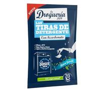 LA DROGUERÍA - Detergente en Tiras para Lavadora (20 lavados). 85% Ingredientes Naturales. 100% libre de plásticos. 100% hidrosolubles. Ropa Limpia cuidando el planeta. Fragancia Brisa Fresca.