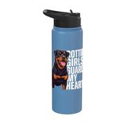 La dueña de la mascota Rottie Girls Guard My Heart Love Rottweiler Stainless Steel Insulated Water Bottle