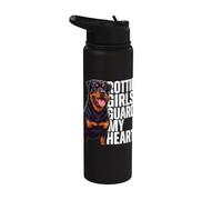 La dueña de la mascota Rottie Girls Guard My Heart Love Rottweiler Stainless Steel Insulated Water Bottle