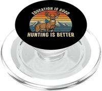 La educación es Buena Cazar es Mejor Buck Deer Hunting Retro PopSockets PopGrip para MagSafe