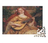 La Elegante Mujer Toca la Pipa 1000 Piezas Rompecabezas para Adultos Rosa Bush para Amantes O Amigos Imposable 1000pcs (75x50cm)