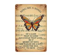 La Encantadora Mariposa Canta Una Canción para Ti Letrero De Estaño Divertida Cartel De Chapa Retro Pared Muestra Placa para Cocina Jardín Taller