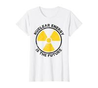 La energía Nuclear es el símbolo de la Ronda de Advertencia de radiación del Futuro Camiseta gráfica económica, Mujer, Blanco, XL