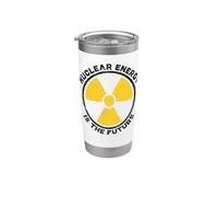 La energía nuclear es el símbolo de la ronda de advertencia de radiación del futuro Vaso térmico de acero inoxidable de doble pared