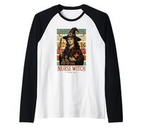 La Enfermera Bruja Retro fantasía diseño médico Camiseta Manga Raglan