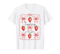 La enseñanza es mi Mermelada Coqueta Arco de Fresa de Regreso a la Escuela Camiseta gráfica económica, Hombre, Blanco, S