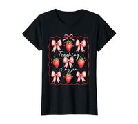 La enseñanza es mi Mermelada Coqueta Arco de Fresa de Regreso a la Escuela Camiseta gráfica económica, Mujer, Negro, XL