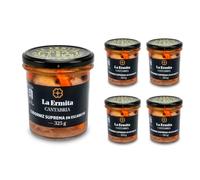LA ERMITA Codorniz Suprema en Escabeche, Receta Tradicional con Aceite de Oliva y Especias, Lista para Comer, Sin Gluten, Conserva Tarro de Vidrio, Para Aperitivos y Ensaladas 325 g (Pack 4 unidades)