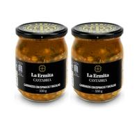LA ERMITA Garbanzos con Espinacas y Bacalao, Potaje Tradicional Cántabro, Receta Auténtica, Sin Gluten, Conserva Estéril en Tarro de Vidrio, Listo para Calentar, 550g (Pack 2 unidades)