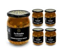 LA ERMITA Garbanzos con Espinacas y Bacalao, Potaje Tradicional Cántabro, Receta Auténtica, Sin Gluten, Conserva Estéril en Tarro de Vidrio, Listo para Calentar, 550g (Pack 4 unidades)