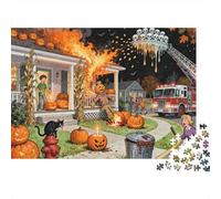 La Escalada de Fuego Calabaza Halloween Puzzle De Madera Impermeable DIY Puzzles De 1000 Piezas para Adultos Imposible Rompecabezas Juegos Educativos