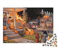 La Escalada de Fuego Calabaza Halloween Puzzle De Madera Impermeable Puzzles De 1000 Piezas Regalos para Adultos Imposible Rompecabezas Juegos Educativos