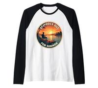 La escuela está fuera de verano Maestro Estudiante Fisher Pesca Pescado Camiseta Manga Raglan