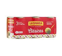 La Española Clásicas Aceitunas Verdes Rellenas de Anchoa, Pack de 3 x 120g